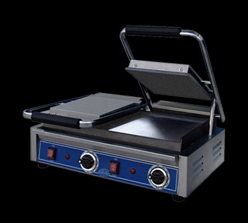 Globe GSGDUE10 Bistro Series Double Sandwich Grill with Smooth Plates - 20" x 10" Cooking Surface - 208/240V, 3200W-cityfoodequipment.com