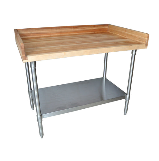 Hard Maple Bakers Top Table, Stainless Undershelf, Oil Finish 48"x30"-cityfoodequipment.com