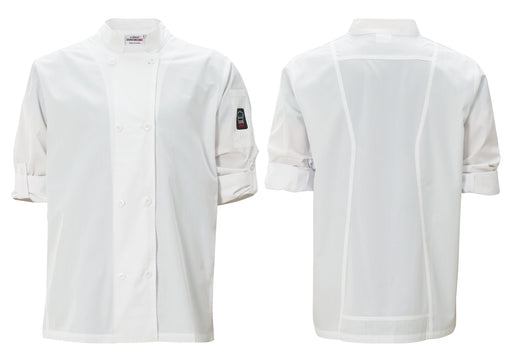Ventilated Chef Jacket, Roll-Tab Sleeve, White, 2XL (12 Each)-cityfoodequipment.com