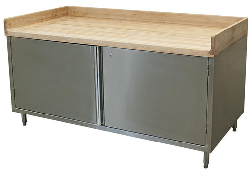 30" X 72" Maple Bakers Top Cabinet Base Chef Table Hinged Door w/Locks-cityfoodequipment.com