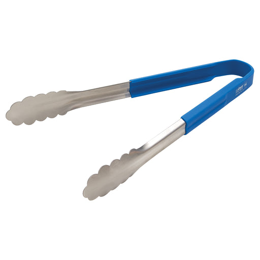 Winco Prime, 12" SS Utility Tong, Blue Silicon Handle, NSF (6 Each)-cityfoodequipment.com