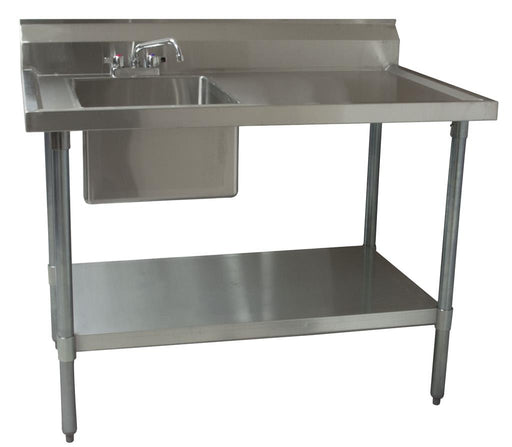 S/S Prep Table w/Sink Left Side 6"Riser Faucet 72"Wx30"D-cityfoodequipment.com