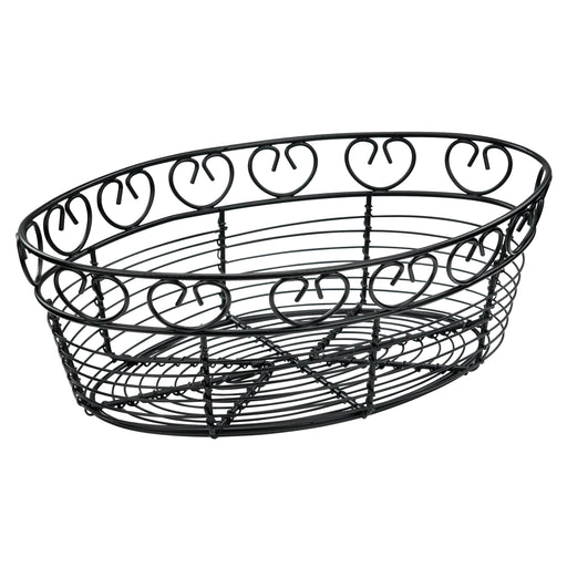 Bread/Fruit Basket, Black Wire, Oval, 10" x 6-1/2" x 3" (12 Each)-cityfoodequipment.com