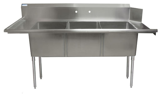 Left Side 3 Compartment Sink With Pre-Rinse Bundle-cityfoodequipment.com