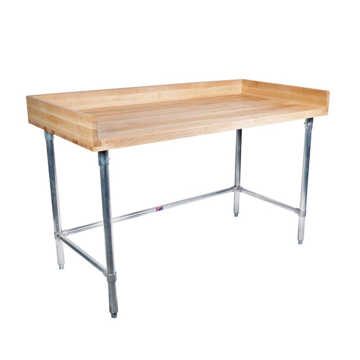 Hard Maple Bakers Top Table, Stainless Open Base, Oil Finish 36" x 60"-cityfoodequipment.com