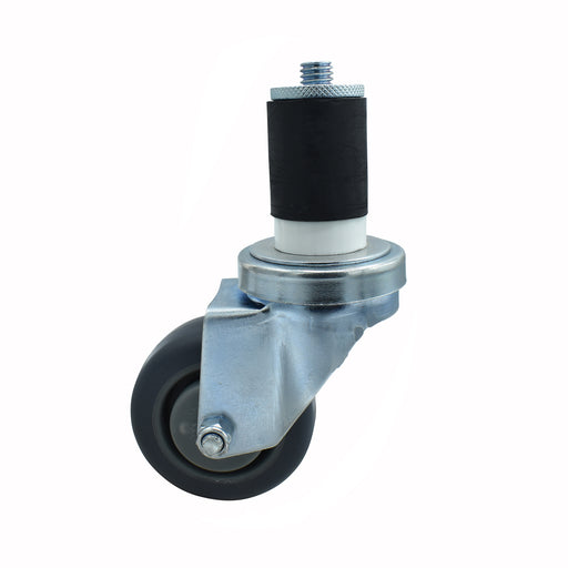 3" Gray Rubber Wheel With 1 5/8" Expanding Stem Swivel Caster-cityfoodequipment.com