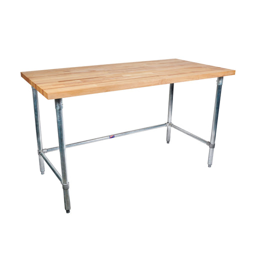 Hard Maple Table Open Base, Galvanized Legs Oil Finish 30" x 60"-cityfoodequipment.com
