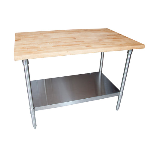 Hard Maple Flat Top Table W/Galvanized Undershelf Oil Finish 30" x 48"-cityfoodequipment.com
