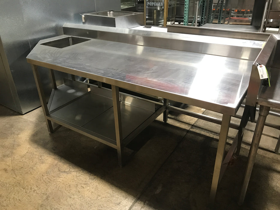 93" x 36" Custom Stainless Steel Work Table with Sink and Undershelf-cityfoodequipment.com