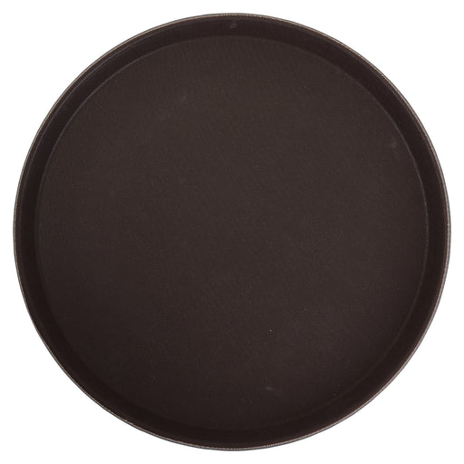 14" Easy Hold Rubber Lined Tray, Brown, Round (6 Each)-cityfoodequipment.com