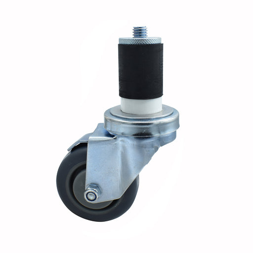 3" Gray Rubber Wheel With 1 5/8" Expanding Stem Swivel Caster With Top Lock Brake-cityfoodequipment.com