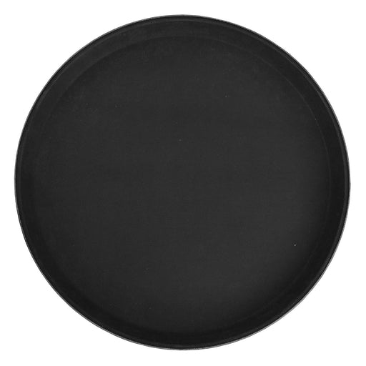 14" Premium Fiberglass Tray, Non-slip, Black, Round (6 Each)-cityfoodequipment.com
