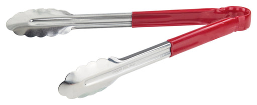 12" S/S Utility Tong, PP Hdl, Red (12 Each)-cityfoodequipment.com