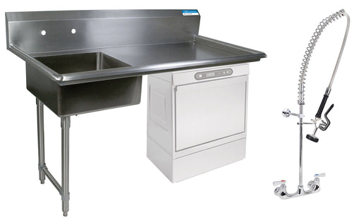 50" Left Side Undercounter Dish Table Kit With PreRinse-cityfoodequipment.com