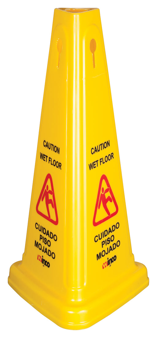 Wet Floor Caution Sign, Cone-shaped, Yellow (5 Each)-cityfoodequipment.com