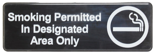 Sign 9" x 3" x 1/8", Smoking Permitted in Designated Area Only QTY-12-cityfoodequipment.com