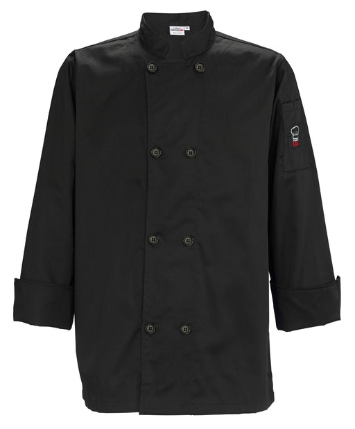 Tapered Chef Men's Jacket, Black, 2XL (12 Each)-cityfoodequipment.com