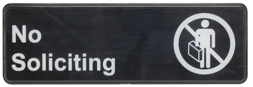 Sign 9" x 3" x 1/8", No Soliciting QTY-12-cityfoodequipment.com