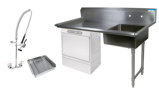 60" Right Side Undercounter S/S Dish Table With PreRinse-cityfoodequipment.com