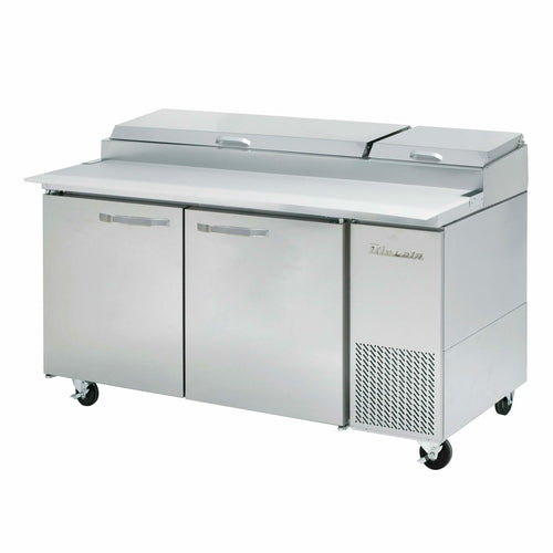 Pizza Prep Table, Two-Section, 67"W, 20.2 Cu. Ft. Capacity, Side-Mounted Self-Co-cityfoodequipment.com