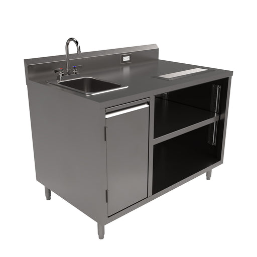 Stainless Beverage Table, Sink On Left 5" Riser Electric Outlet 30X48-cityfoodequipment.com
