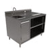 Stainless Beverage Table, Sink On Left 5" Riser Electric Outlet 30X48-cityfoodequipment.com