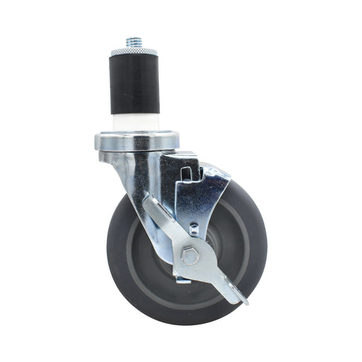 5" Gray Rubber 1-5/8" Expanding Stem Swivel Caster With Top Lock Brake For Work Table-cityfoodequipment.com