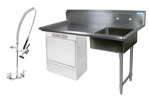50" Right Side Undercounter Dish Table Kit With PreRinse-cityfoodequipment.com