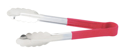 9" S/S Utility Tong, PP Hdl, Red (6 Each)-cityfoodequipment.com