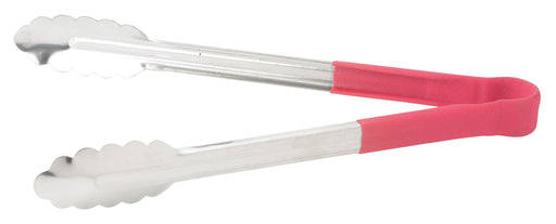 12" S/S Utility Tong, PP Hdl, Red (6 Each)-cityfoodequipment.com