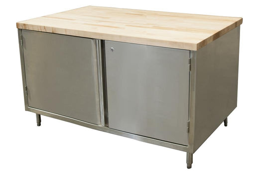 30" X 48" Maple Top Cabinet Base Chef Table Hinged Door w/Locks-cityfoodequipment.com