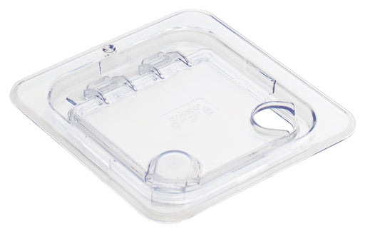 Hinged Lid Cover for SP7602/7604/7606, 1/6 Size, Peg Hole, Notched, Clear. (12 Each)-cityfoodequipment.com