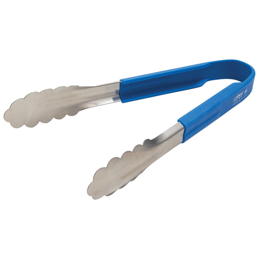 Winco Prime, 9-1/2" SS Utility Tong, Blue Silicon Handle, NSF (6 Each)-cityfoodequipment.com