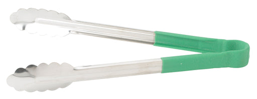 12" S/S Utility Tong, PP Hdl, Green (6 Each)-cityfoodequipment.com