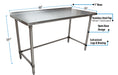 18 ga. S/S Work Table With Open Base 1.5" Riser 60"Wx30"D-cityfoodequipment.com