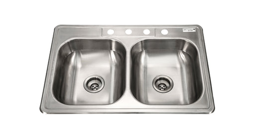 S/S 2 Compartments Drop-In Sink 14" x 16" x 6" Bowls No Drains-cityfoodequipment.com