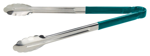 16" S/S Utility Tong, PP Hdl, Green (12 Each)-cityfoodequipment.com