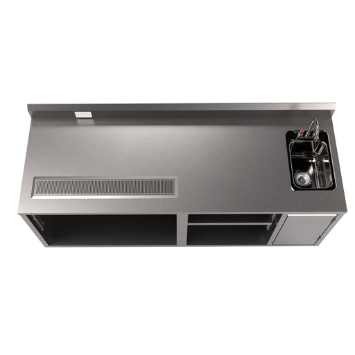 Stainless Beverage Table, Sink On Right 5" Riser Electric Outlet 30X96-cityfoodequipment.com