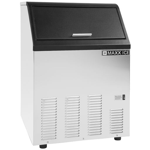 Maxx Ice SS Ice Machine, 130 lbs, Bullet Cubes, w/Storage Bin, SS/Black Trim-cityfoodequipment.com