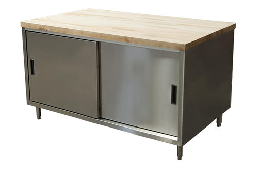 30" X 48" Maple Top Cabinet Base Chef Table Sliding Door-cityfoodequipment.com