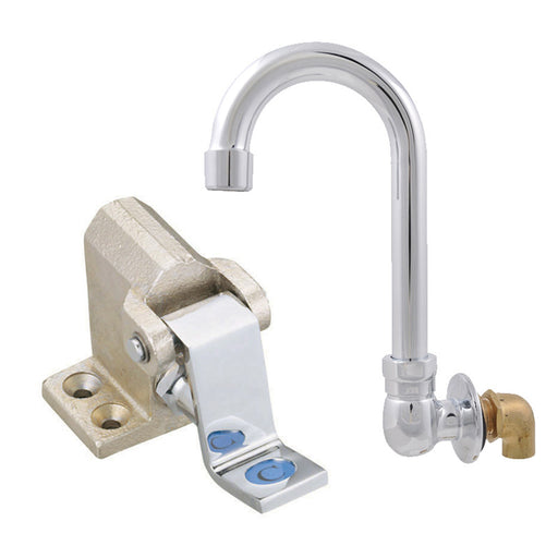 Single Pedal Foot Valve Kit w/ Splash Mount Faucet - 3-1/2" Gooseneck Spout-cityfoodequipment.com