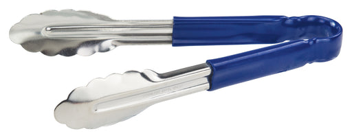 9" S/S Utility Tong, PP Hdl, Blue (12 Each)-cityfoodequipment.com