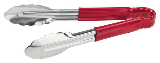9" S/S Utility Tong, PP Hdl, Red (12 Each)-cityfoodequipment.com
