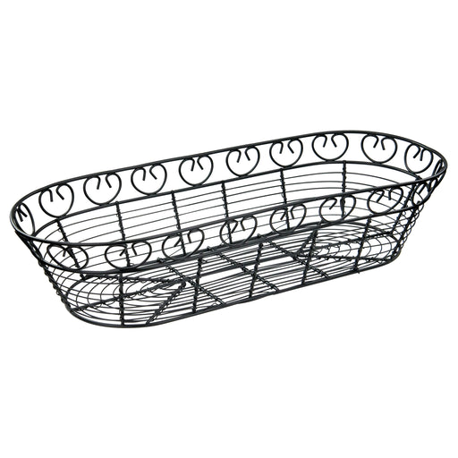 Bread/Fruit Basket, Black Wire, Oval, 15" x 6-1/4" x 3" (12 Each)-cityfoodequipment.com