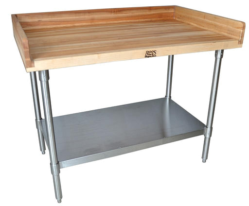 Hard Maple Bakers Top Table W/Galvanized Undershelf, Oil Finish 96X36-cityfoodequipment.com