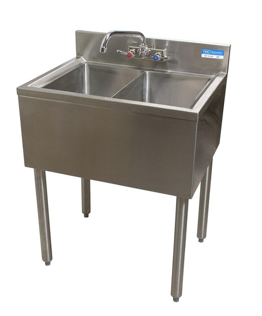18"X24" Underbar Sink w/ Legs 2 Compartment w/ Faucet-cityfoodequipment.com