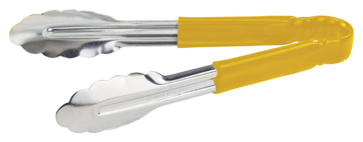 9" S/S Utility Tong, PP Hdl, Yellow (12 Each)-cityfoodequipment.com