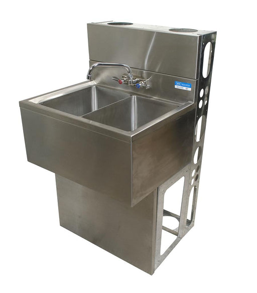 18"X84" S/S Underbar Sink w/ Two Drainboards Die Wall & SS Faucet-cityfoodequipment.com