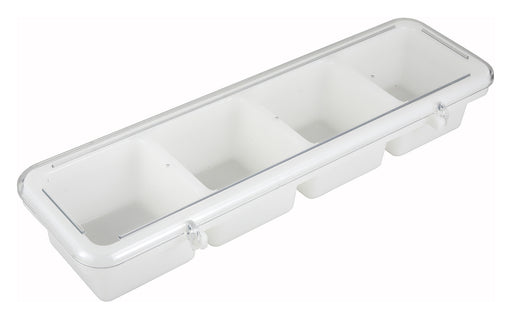 Condiment Holder, 4 Compartment, White, Plastic (6 Set)-cityfoodequipment.com