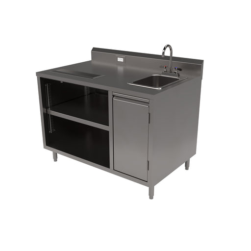 Stainless Beverage Table, Sink On Right 5" Riser Electric Outlet 30X48-cityfoodequipment.com